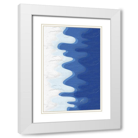 Waves White Modern Wood Framed Art Print with Double Matting by Aesthete