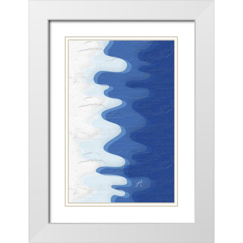 Waves White Modern Wood Framed Art Print with Double Matting by Aesthete