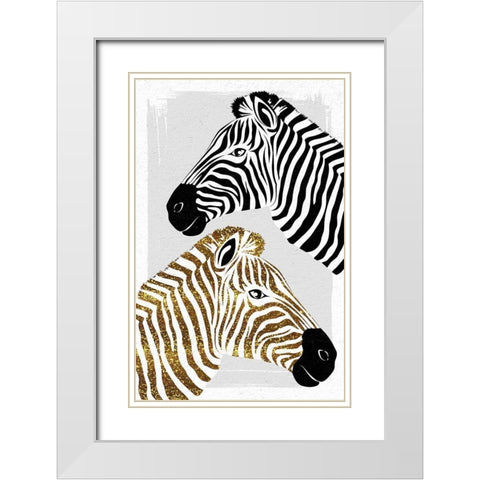 Zebras White Modern Wood Framed Art Print with Double Matting by Aesthete