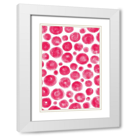 Dots Red White Modern Wood Framed Art Print with Double Matting by Aesthete