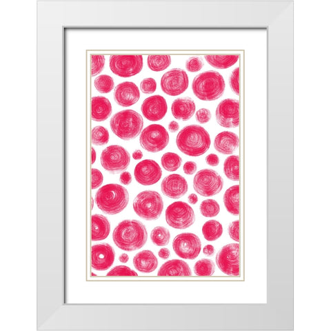 Dots Red White Modern Wood Framed Art Print with Double Matting by Aesthete