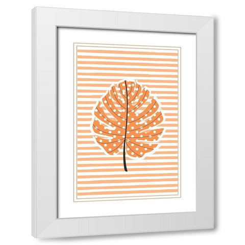 Autumn Dot Leave White Modern Wood Framed Art Print with Double Matting by Aesthete