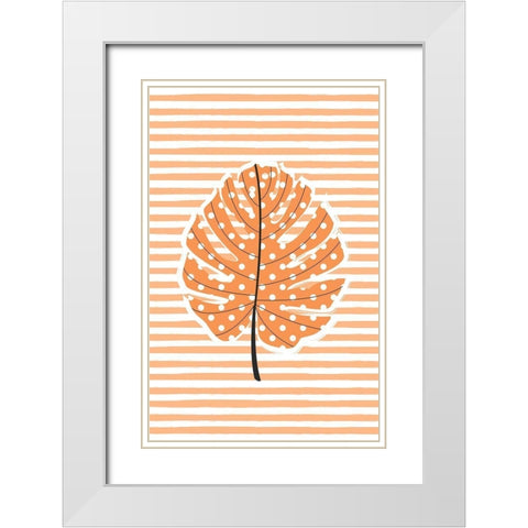 Autumn Dot Leave White Modern Wood Framed Art Print with Double Matting by Aesthete