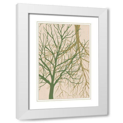 Twin Tree White Modern Wood Framed Art Print with Double Matting by Aesthete