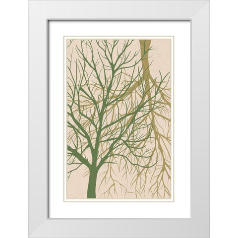 Twin Tree White Modern Wood Framed Art Print with Double Matting by Aesthete