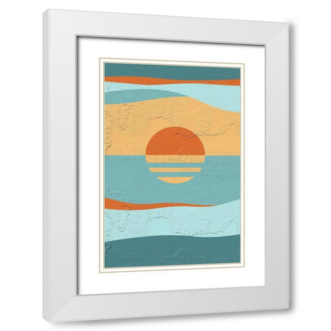 Sunset White Modern Wood Framed Art Print with Double Matting by Aesthete