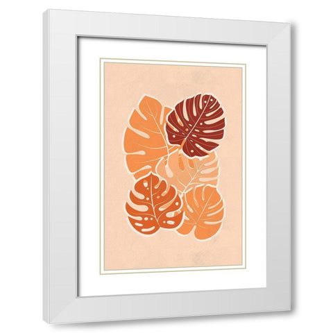 Tropical Leaves White Modern Wood Framed Art Print with Double Matting by Aesthete