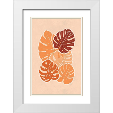 Tropical Leaves White Modern Wood Framed Art Print with Double Matting by Aesthete
