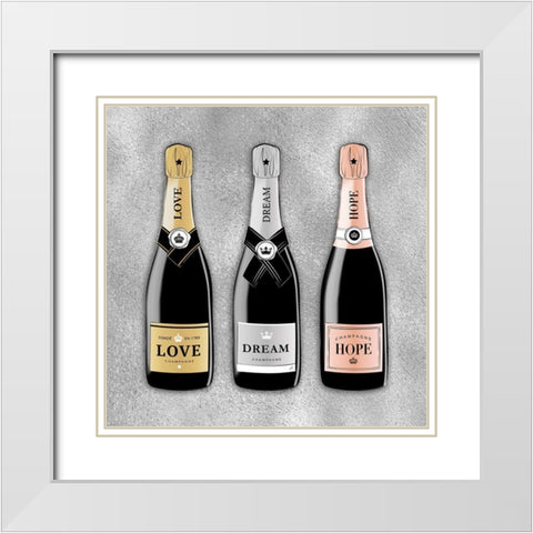 Champagne Set White Modern Wood Framed Art Print with Double Matting by Aesthete