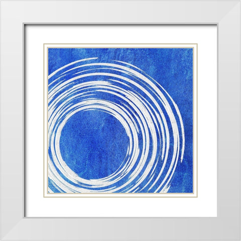 Blue Artsy Cirlces Two White Modern Wood Framed Art Print with Double Matting by Aesthete