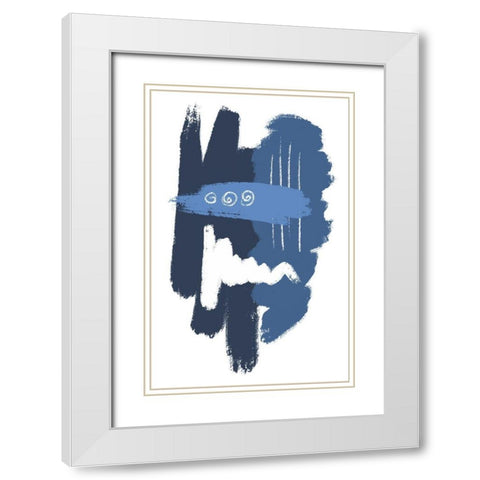Blue Dawn White Modern Wood Framed Art Print with Double Matting by Aesthete