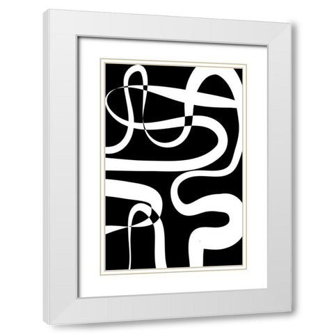 Maze Black White Modern Wood Framed Art Print with Double Matting by Aesthete