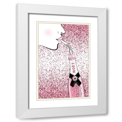 Moet Drink Pink White Modern Wood Framed Art Print with Double Matting by Aesthete