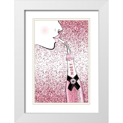 Moet Drink Pink White Modern Wood Framed Art Print with Double Matting by Aesthete