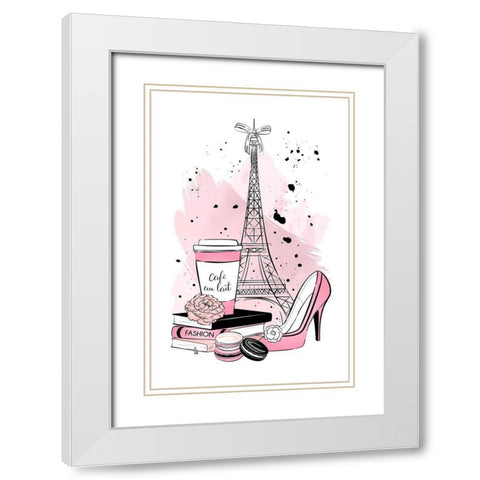 Paris Life White Modern Wood Framed Art Print with Double Matting by Aesthete