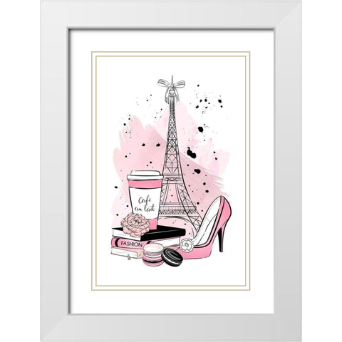 Paris Life White Modern Wood Framed Art Print with Double Matting by Aesthete