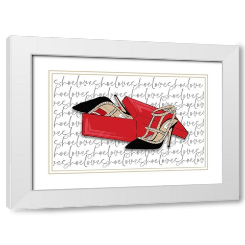 Shoe Love White Modern Wood Framed Art Print with Double Matting by Aesthete