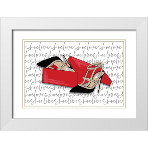 Shoe Love White Modern Wood Framed Art Print with Double Matting by Aesthete