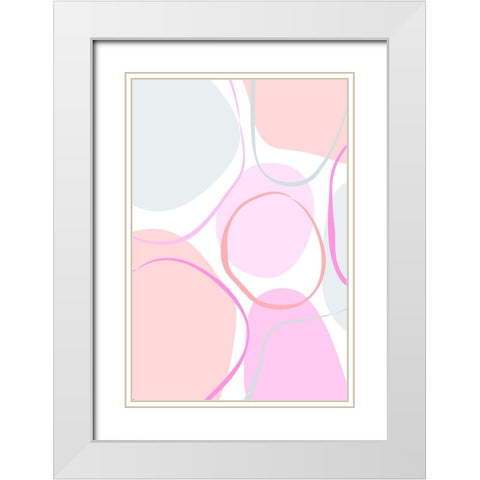 Cotton Candy Pink White Modern Wood Framed Art Print with Double Matting by Aesthete