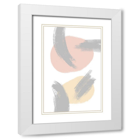 Grey Clouds White Modern Wood Framed Art Print with Double Matting by Aesthete
