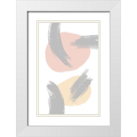 Grey Clouds White Modern Wood Framed Art Print with Double Matting by Aesthete