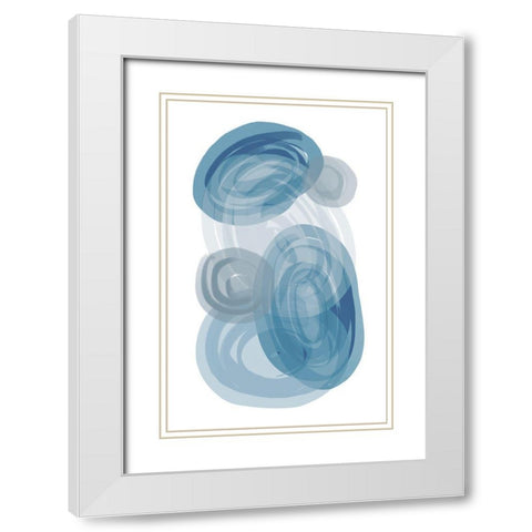 Blue Stones White Modern Wood Framed Art Print with Double Matting by Aesthete