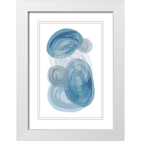 Blue Stones White Modern Wood Framed Art Print with Double Matting by Aesthete