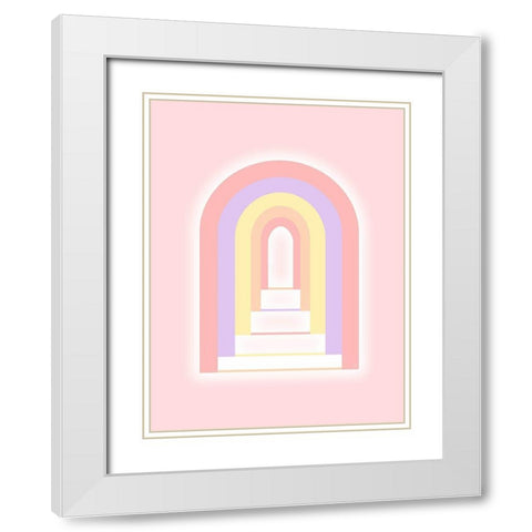 Pink Gate White Modern Wood Framed Art Print with Double Matting by Aesthete