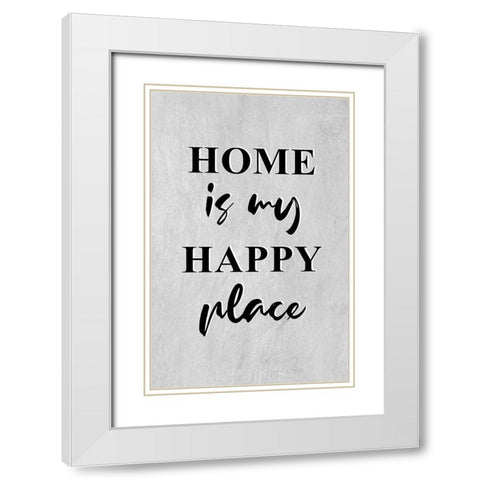 Happy Home White Modern Wood Framed Art Print with Double Matting by Aesthete