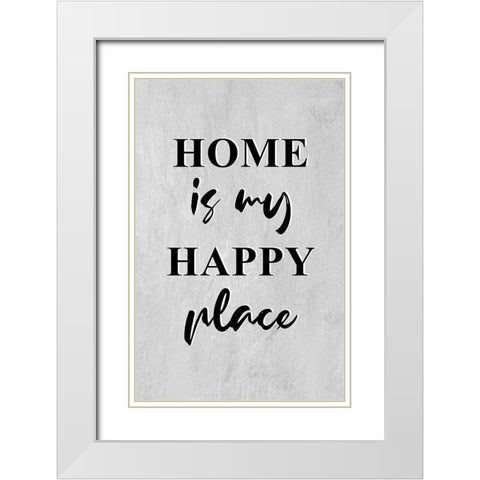 Happy Home White Modern Wood Framed Art Print with Double Matting by Aesthete