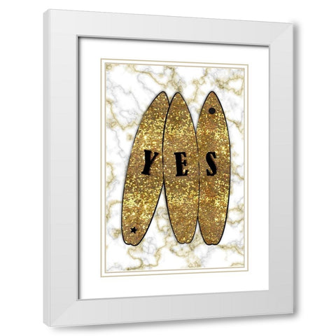 Yes Surf Gold White Modern Wood Framed Art Print with Double Matting by Aesthete