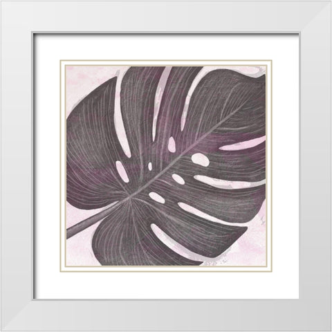 Tropical Leaf Two White Modern Wood Framed Art Print with Double Matting by Aesthete