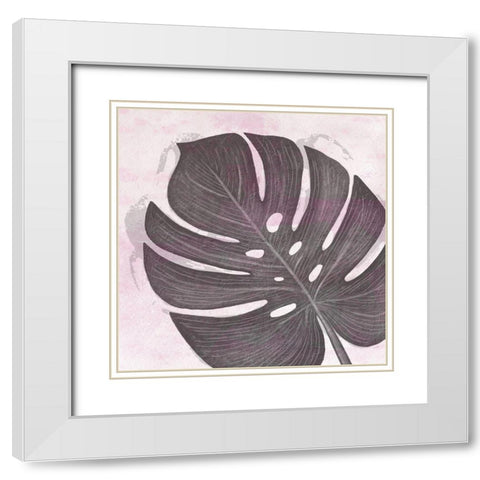 Tropical Leaf Three White Modern Wood Framed Art Print with Double Matting by Aesthete