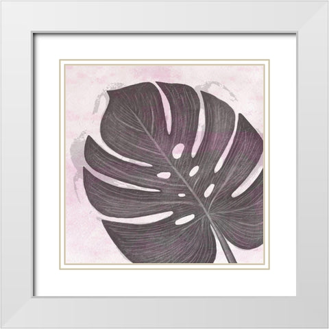 Tropical Leaf Three White Modern Wood Framed Art Print with Double Matting by Aesthete