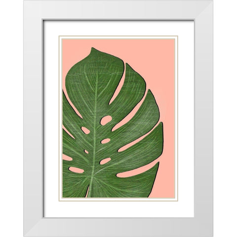 Exotic Leaf Two White Modern Wood Framed Art Print with Double Matting by Aesthete