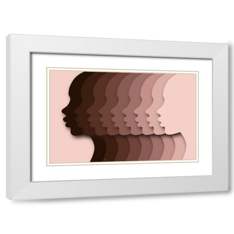 Heads1 White Modern Wood Framed Art Print with Double Matting by Aesthete