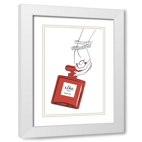 Holding Perfume White Modern Wood Framed Art Print with Double Matting by Aesthete