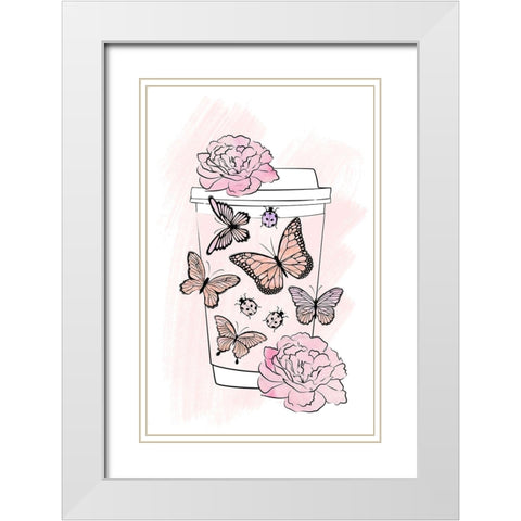 Insects White Modern Wood Framed Art Print with Double Matting by Aesthete