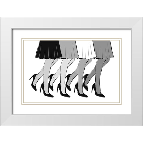 Legs Black and White White Modern Wood Framed Art Print with Double Matting by Aesthete