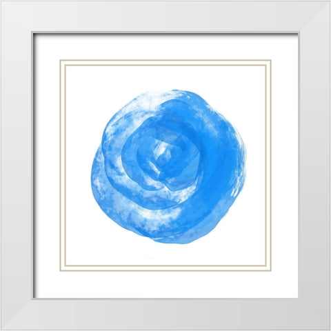 Blue Rose White Modern Wood Framed Art Print with Double Matting by Aesthete