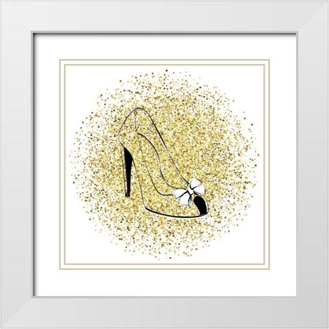 Glitter Shoe White Modern Wood Framed Art Print with Double Matting by Aesthete