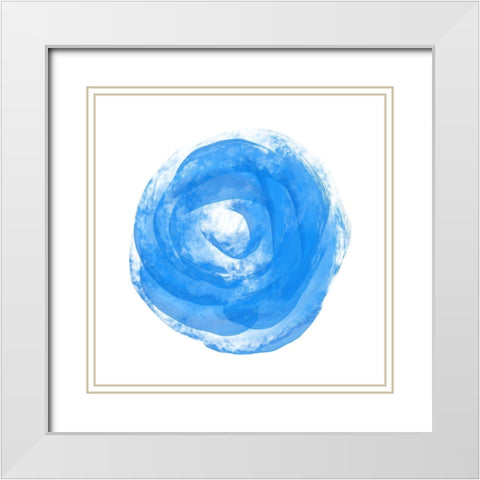 Blue Rose Bloom White Modern Wood Framed Art Print with Double Matting by Aesthete
