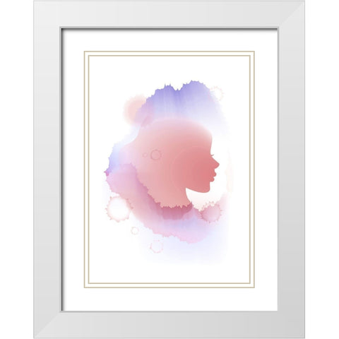 Aquabella Purple White Modern Wood Framed Art Print with Double Matting by Aesthete