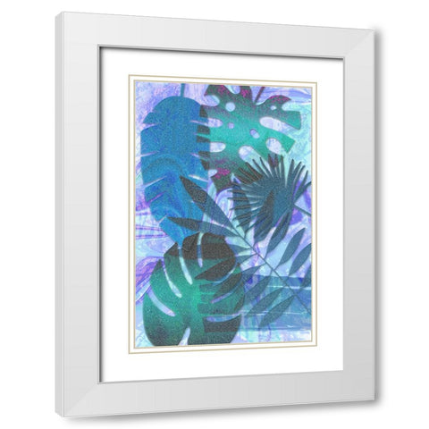 Blue Sparkly Tropics White Modern Wood Framed Art Print with Double Matting by Aesthete
