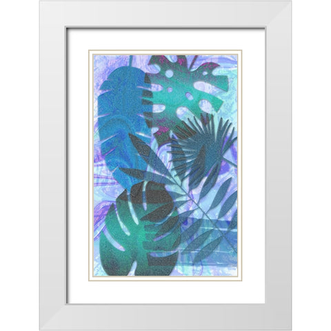 Blue Sparkly Tropics White Modern Wood Framed Art Print with Double Matting by Aesthete