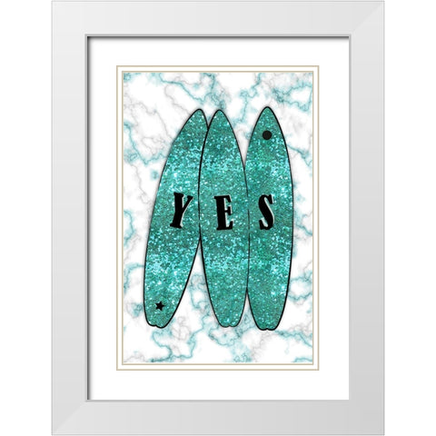 Yes Surf Blue White Modern Wood Framed Art Print with Double Matting by Aesthete