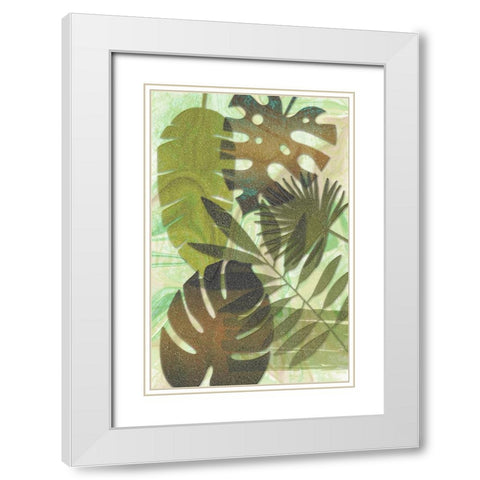Green Sparkly Tropics White Modern Wood Framed Art Print with Double Matting by Aesthete