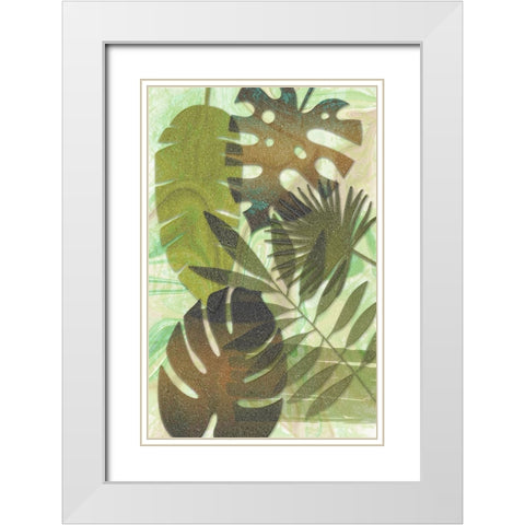 Green Sparkly Tropics White Modern Wood Framed Art Print with Double Matting by Aesthete