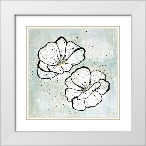 Dusty FLower3 White Modern Wood Framed Art Print with Double Matting by Aesthete