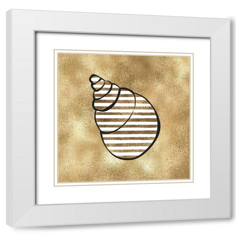 Golde Seashell1 White Modern Wood Framed Art Print with Double Matting by Aesthete